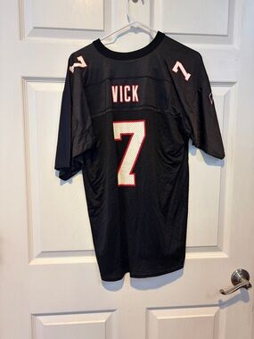 Reebok Black and White Vick #7 Football Jersey - Men's